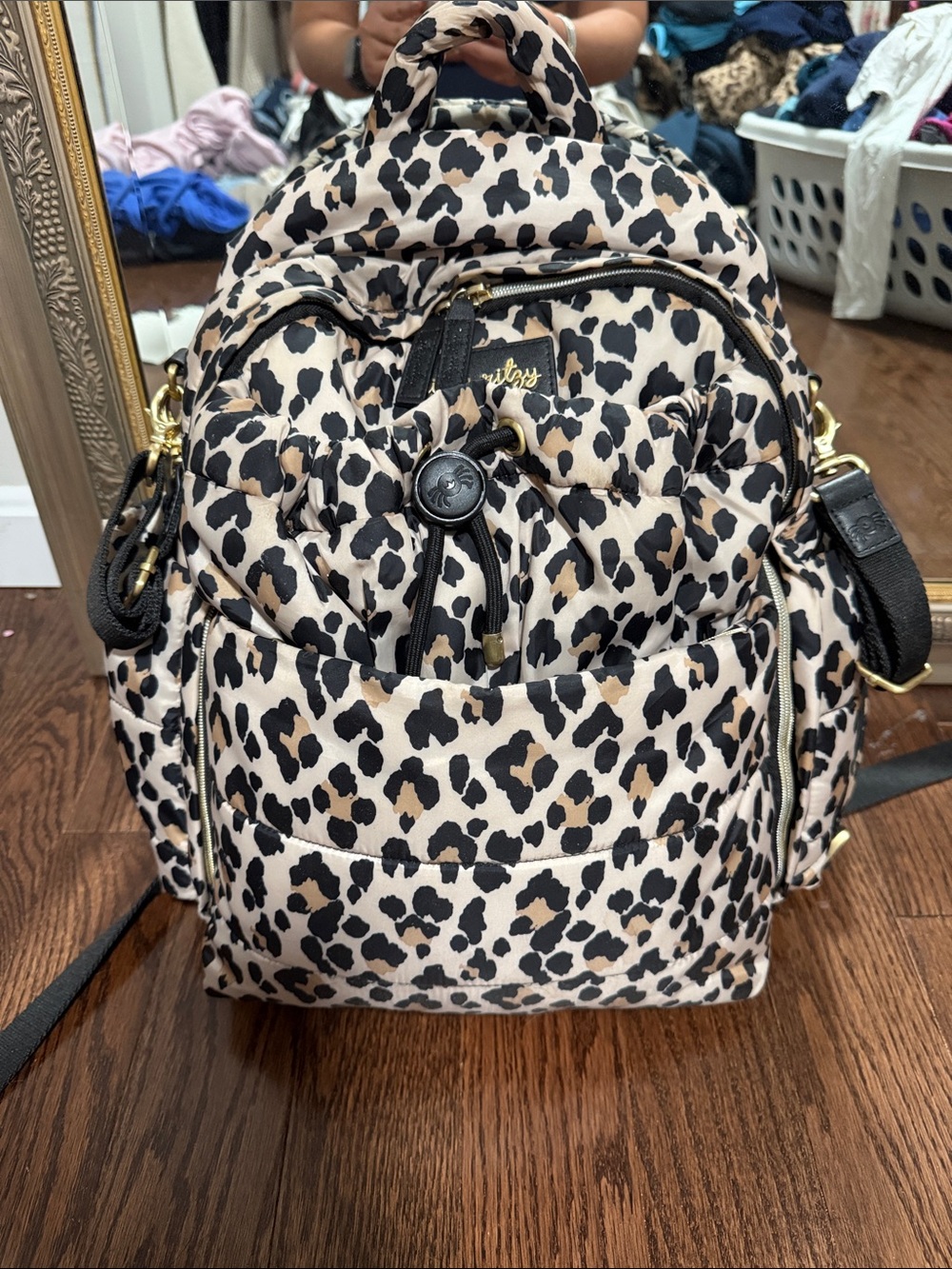 Ju-Ju-Be Leopard Print Quilted Mini Backpack - Beige & Black